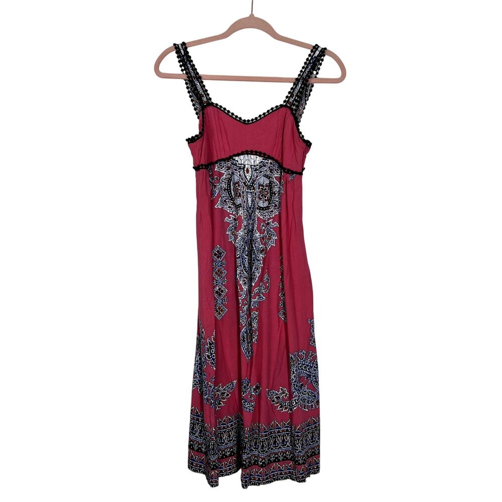 Akualani Pink 100% Viscose Sleeveless Side Zipper Slip Sheath Midi Dress Size S